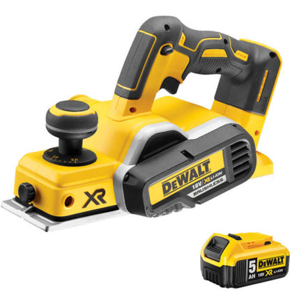 DeWalt cordless planer with battery on a white background