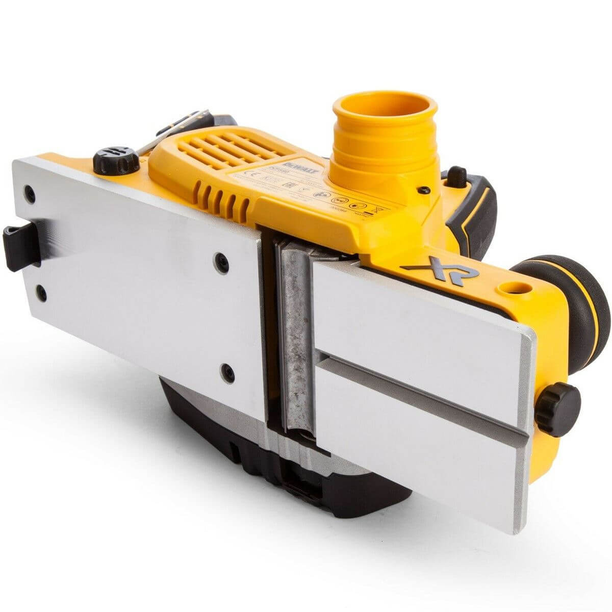Yellow and black power tool on a white background