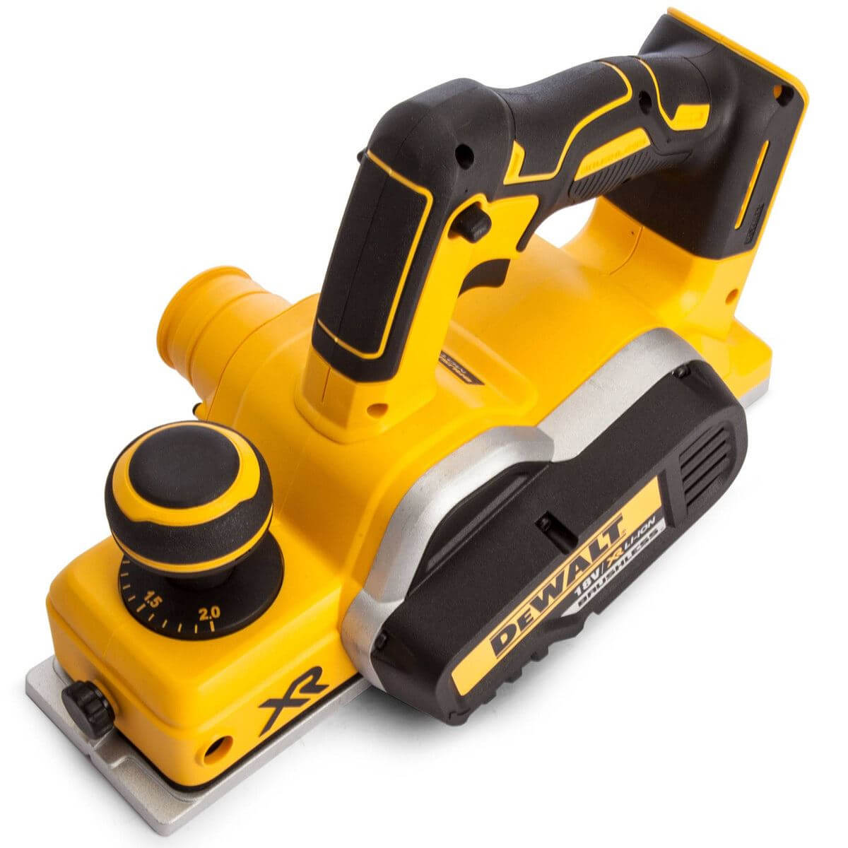 Yellow and black Dewalt power tool on a white background