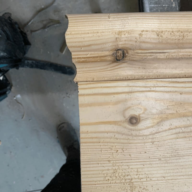 Scribe cut completed on a length of skirting board