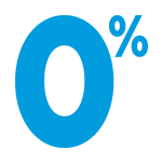 Blue circle with a percentage symbol inside on a white background